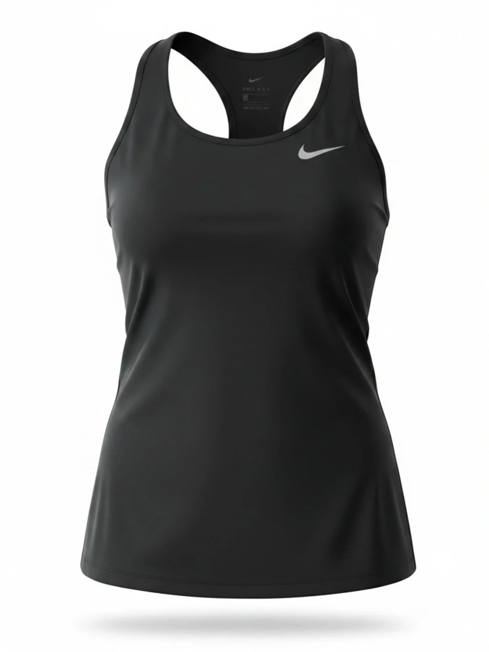 Nike Women's Black Racerback Performance Tank with Silver Swoosh